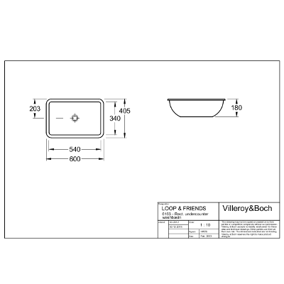 Praustuvas Villeroy & Boch LOOP&FRIENDS 54x34,5 cm baltas 61630001