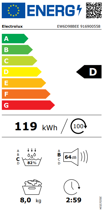 Džiovyklė ELECTROLUX EW6D98BEE Džiovyklė ELECTROLUX EW6D98BEE