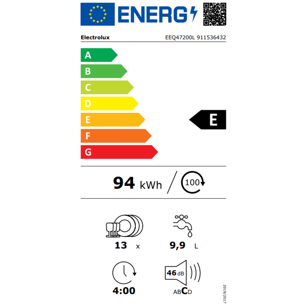 Įmontuojama indaplovė Electrolux EEQ47200L