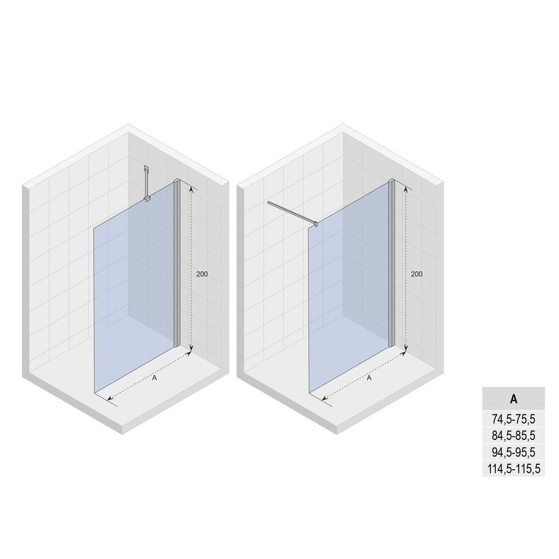 Dušo sienelė Riho Novik Z400 120 cm, blizgus profilis, skaidrus stiklas G003031120