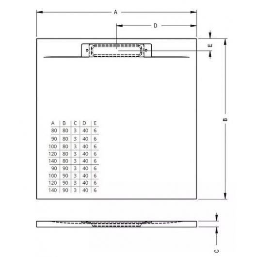 Dušo padėklas Riho Isola 100x80 cm, baltas, D007006105