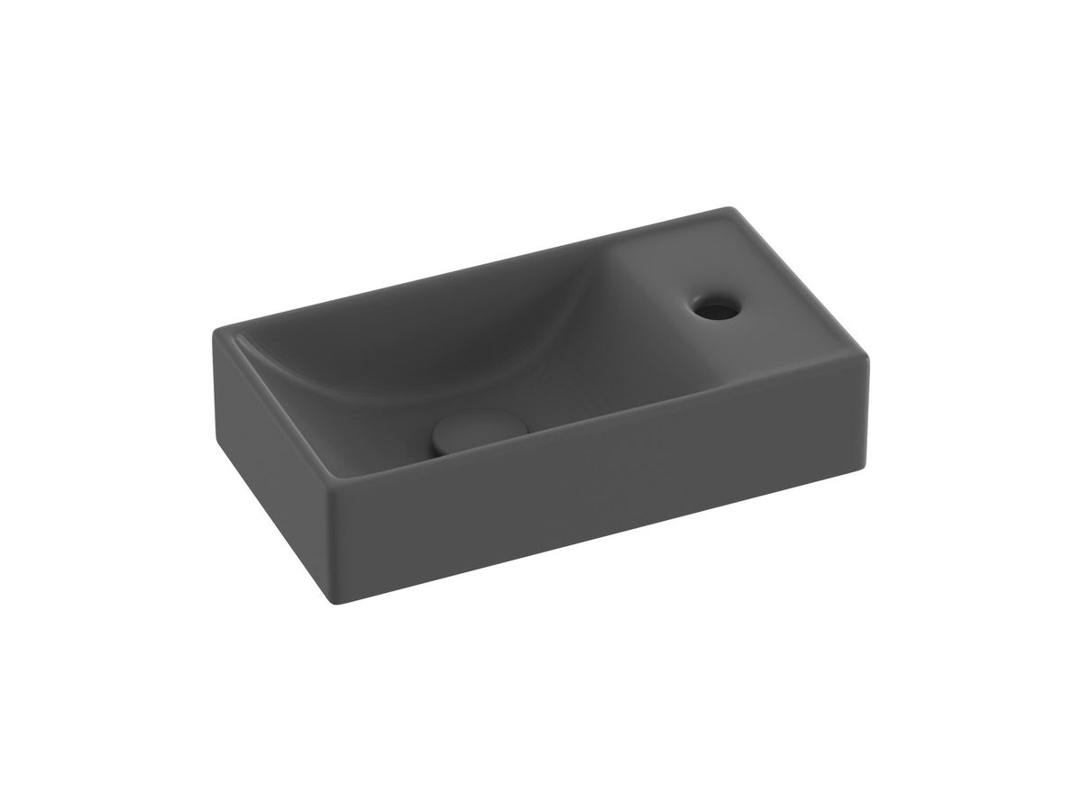 Praustuvas Veda Ravak Wall 40 D Mini, su skyle maišytuvui, antracitas, XJXP3240000