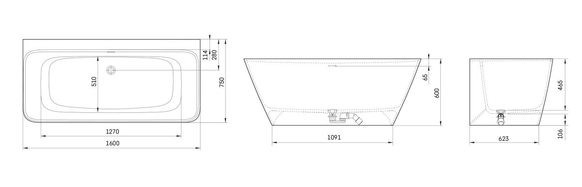 Vonia QUADRO WALL CAFFE LATTE 160x75 cm, silkstone, su sifonu Vonia QUADRO WALL CAFFE LATTE 160x75 cm, silkstone, su sifonu
