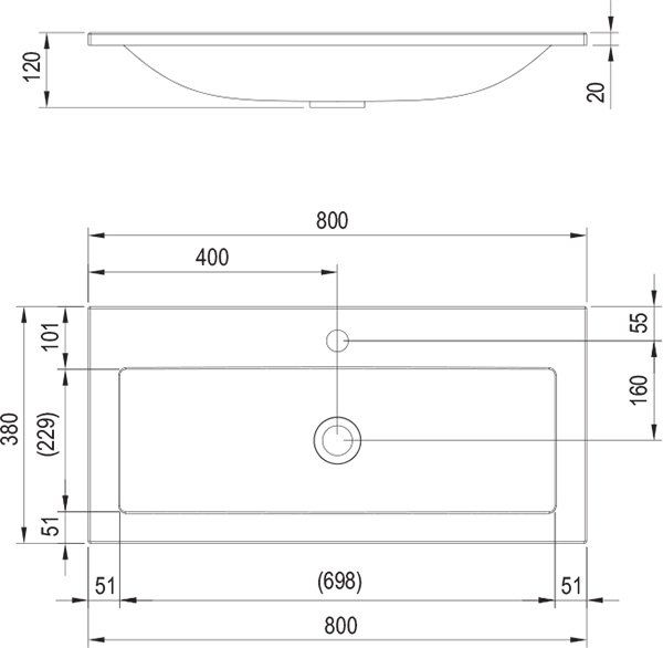 Praustuvas Ravak CLEAR 800 baltas XJJ01180000