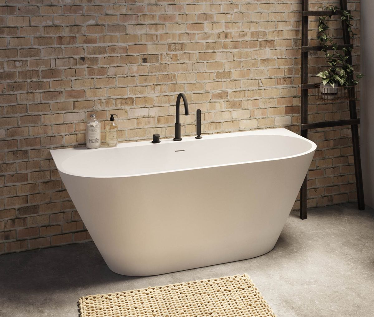 Vonia iš Silkstone medžiagos Paa DECO WALL 166x81 cm, su skylėmis maišytuvui Finoris Vonia iš Silkstone medžiagos Paa DECO WALL 166x81 cm, su skylėmis maišytuvui Finoris