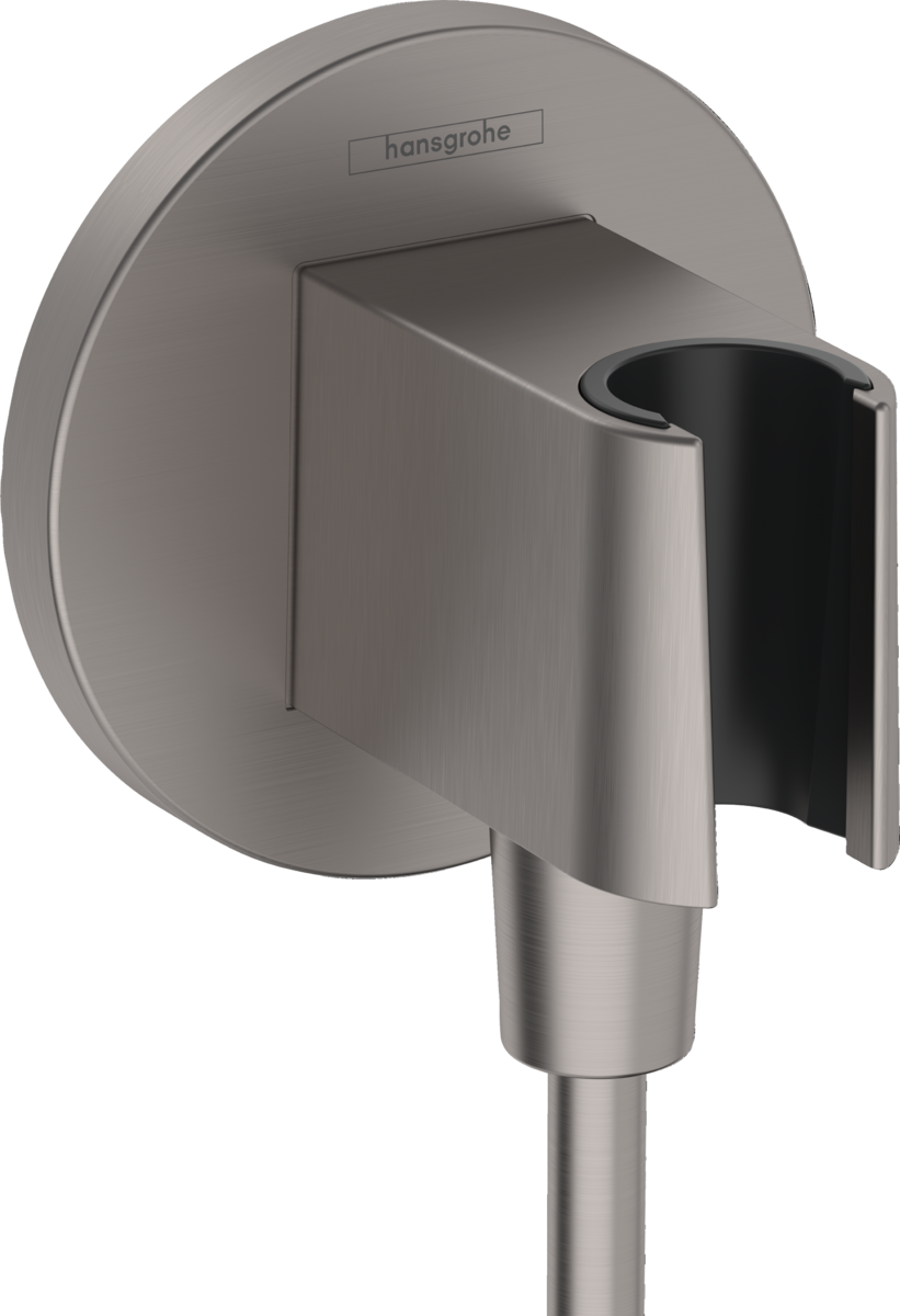 Sieninė Hansgrohe dušo žarnos jungtis su dušo laikikliu FIX FIT S, brushed black chrome, 26888340