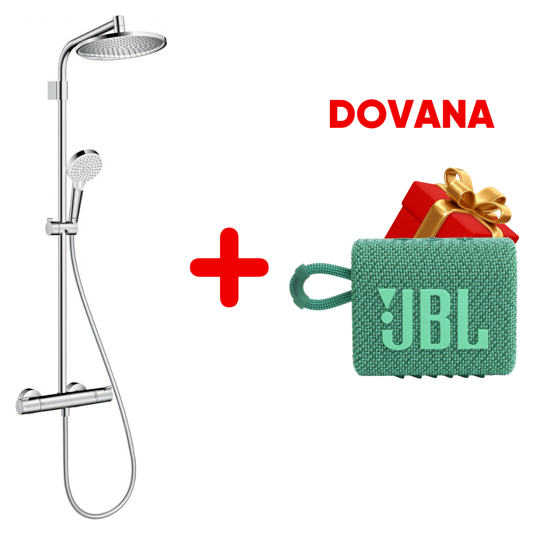 Termostatinė dušo sistema Hansgrohe Crometta S 240 Varia, chromas + JBL dovana, 26781000