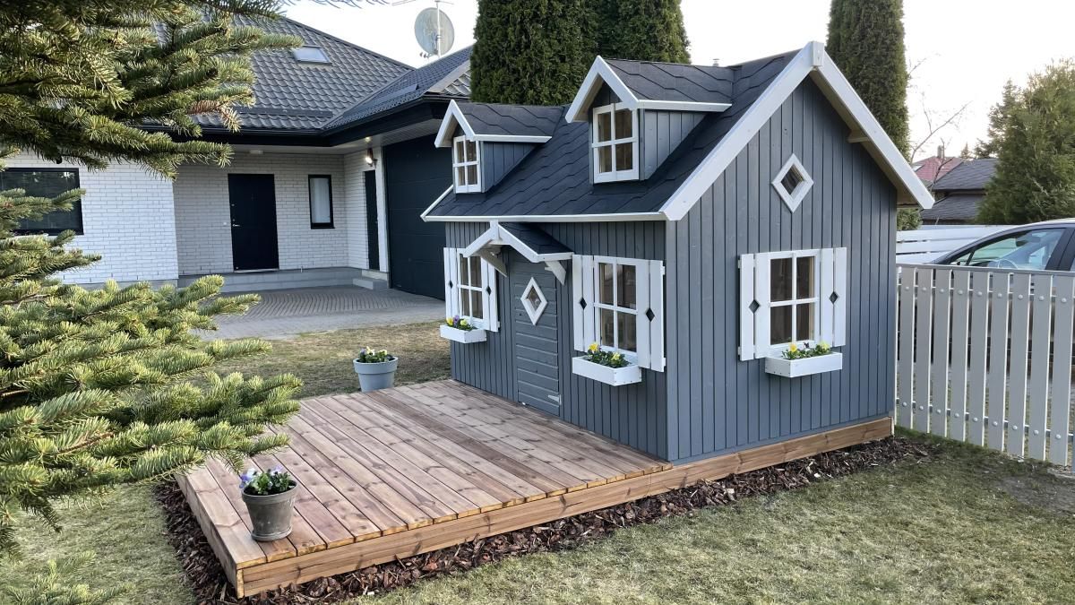Medinis vaikų žaidimų namelis "Marija", 5,4m2 Medinis vaikų žaidimų namelis "Marija", 5,4m2