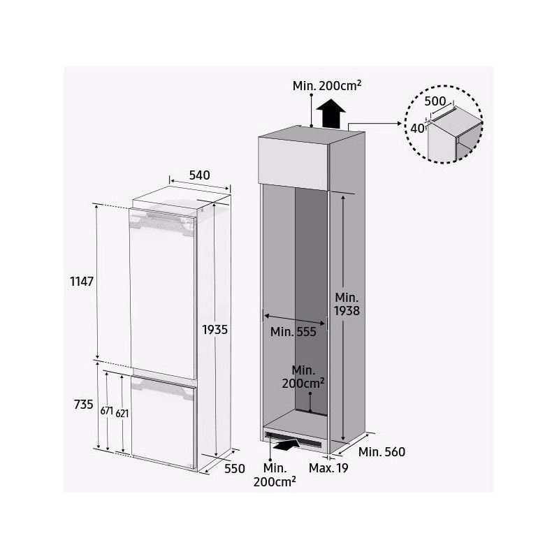 Įmontuojamas šaldytuvas Samsung BRB70F30AEF0EO Įmontuojamas šaldytuvas Samsung BRB70F30AEF0EO