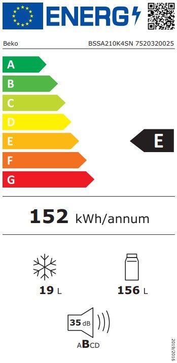 šaldytuvas Beko BSSA210K4SN šaldytuvas Beko BSSA210K4SN