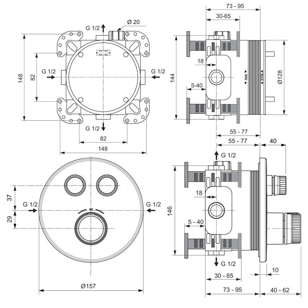 Potinkinė dušo sistema Ideal Standard Ceratherm Navigo, chromas A7772AA