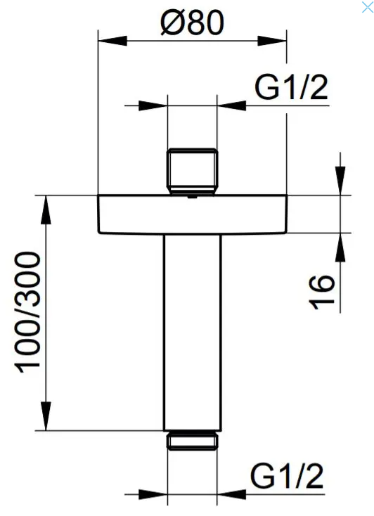 Dušo galvos laikiklis iš lubų 300mm, brushed black chrome 51689130300
