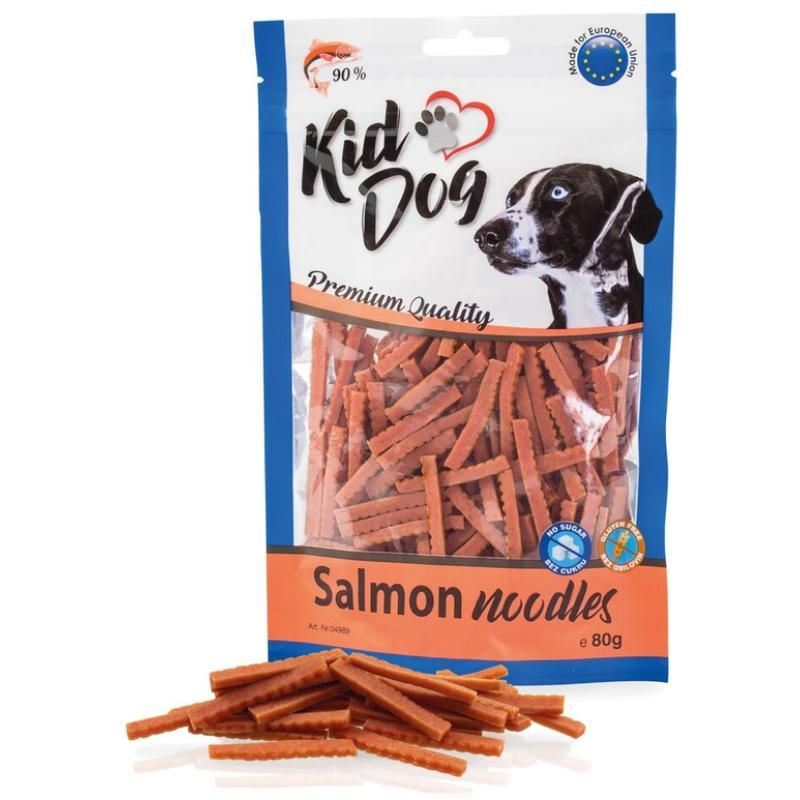 KIDDOG Noodles lašišos pagaliukai 80g (150)