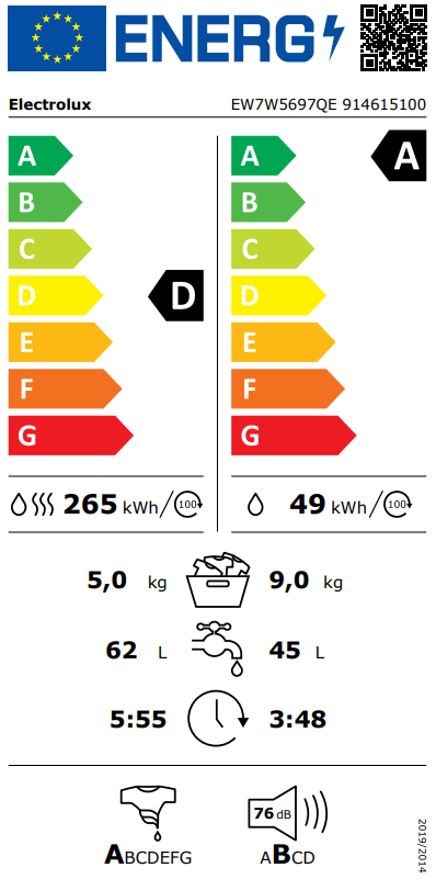 Skalbyklė-Džiovyklė ELECTROLUX EW7W5697QE