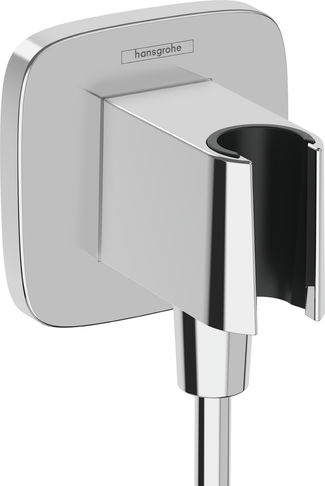 Sieninė jungtis dušo žarnai su laikikliu Hansgrohe FixFit Q, chromas 26887000