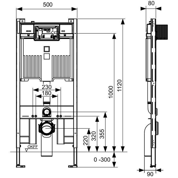 Potinkinis rėmas TECE constructus su Octa 2 bakeliu 120 cm, 8 cm storio