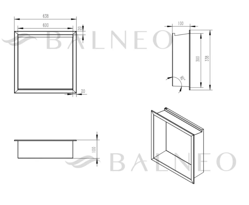 Įleidžiama sieninė lentyna Balneo Wall Box LED juodos sp., 30x30x10 cm, B0101020109-1 Įleidžiama sieninė lentyna Balneo Wall Box LED juodos sp., 30x30x10 cm, B0101020109-1