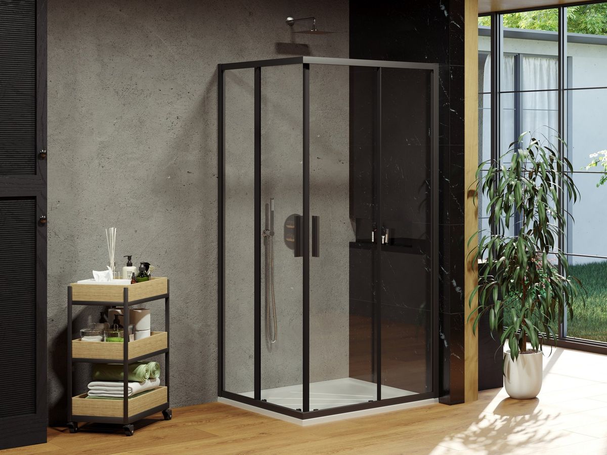 Dušo kabinos komplektas Ravak SET10 - BLSRV2 90x90, juoda+stiklas Transparent Dušo kabinos komplektas Ravak SET10 - BLSRV2 90x90, juoda+stiklas Transparent