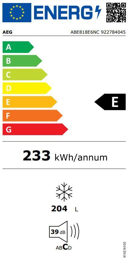 Įmontuojamas šaldiklis AEG ABE818E6NC