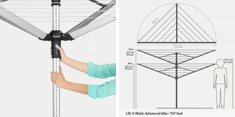 Lauko džiovykla Lift-O-Matic Advance, 60m., pilkos spalvos, 100260