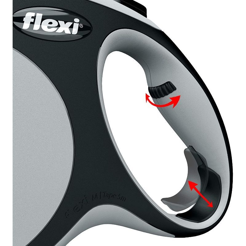 FLEXI Comfort Tape baltas/juodas pavadėlis L-5m iki 60kg, C5055631