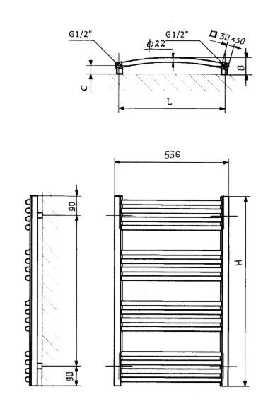 Plieninis rankšluosčių džiovintuvas Elonika EP 54x90 KLD juodas, 4770046000772 Plieninis rankšluosčių džiovintuvas Elonika EP 54x90 KLD juodas, 4770046000772