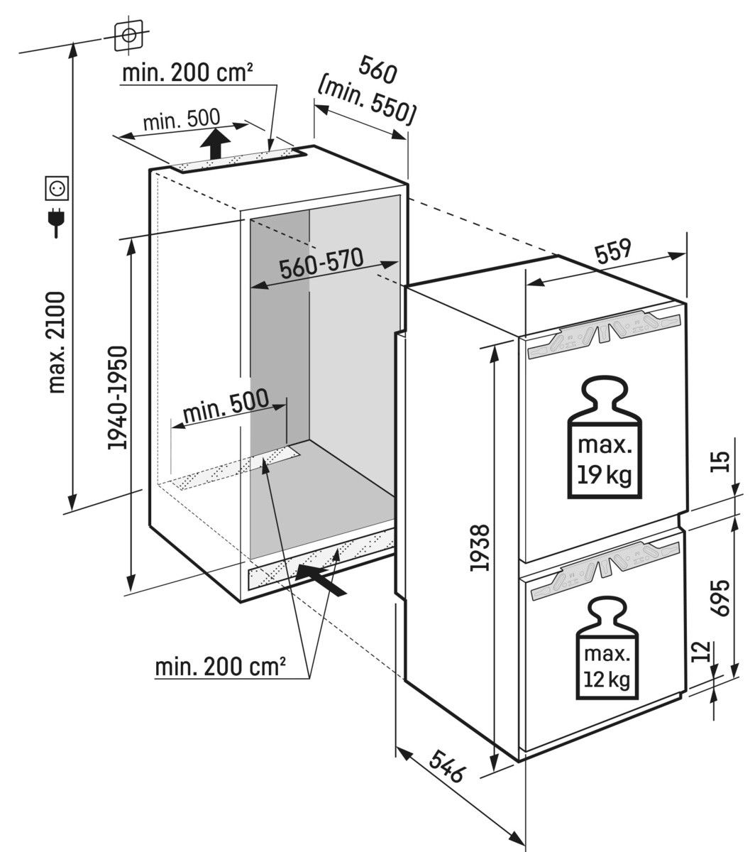 Įmontuojamas šaldytuvas Liebherr ICBNc 5623 Plus BioFresh NoFrost Įmontuojamas šaldytuvas Liebherr ICBNc 5623 Plus BioFresh NoFrost