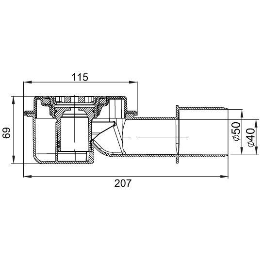 Showerdrain M+ trapo korpusas su horizontaliu išvedimu DN40 90108121