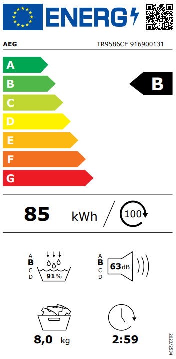 Džiovyklė AEG TR9586CE Džiovyklė AEG TR9586CE