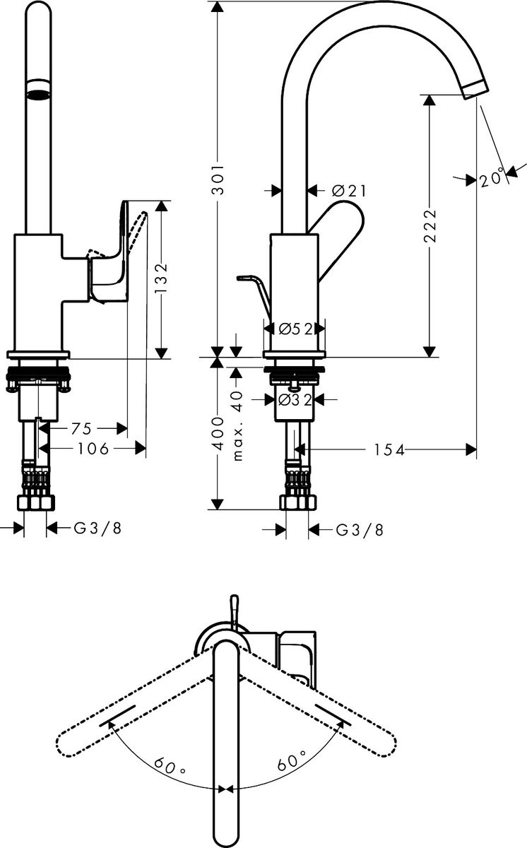 Aukštas praustuvo maišytuvas HANSGROHE Rebris S 210 su pasukamu snapu ir dugno vožtuvu, chromuotas, 72536000 Aukštas praustuvo maišytuvas HANSGROHE Rebris S 210 su pasukamu snapu ir dugno vožtuvu, chromuotas, 72536000