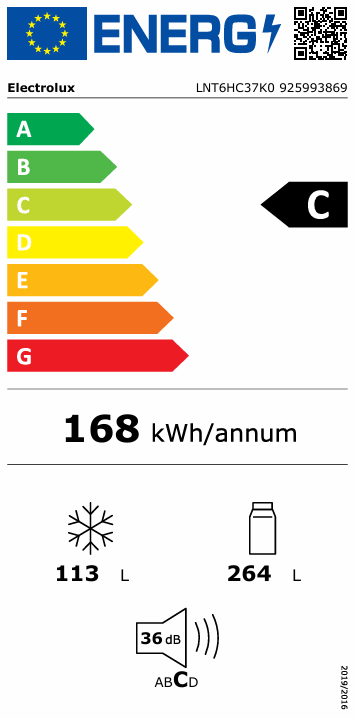 Šaldytuvas ELECTROLUX LNT6HC37K0 Šaldytuvas ELECTROLUX LNT6HC37K0