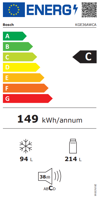 Šaldytuvas BOSCH KGE36AWCA