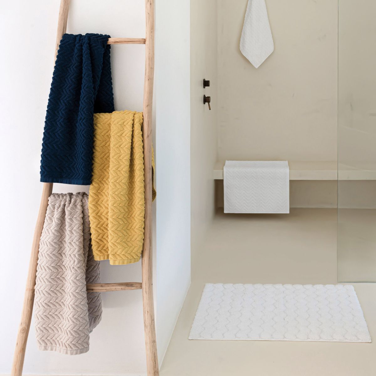 Vonios rankšluostis Sorema CHEVRON, 70X140cm, DARK DENIM, 10050841/21223/70