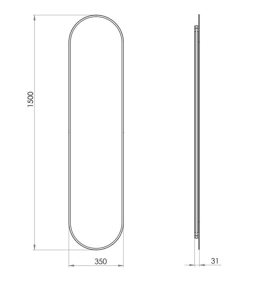 Vonios veidrodis su LED apšvietimu SHARON LONG 350x1500MM juodu rėmeliu, J015129 Vonios veidrodis su LED apšvietimu SHARON LONG 350x1500MM juodu rėmeliu, J015129