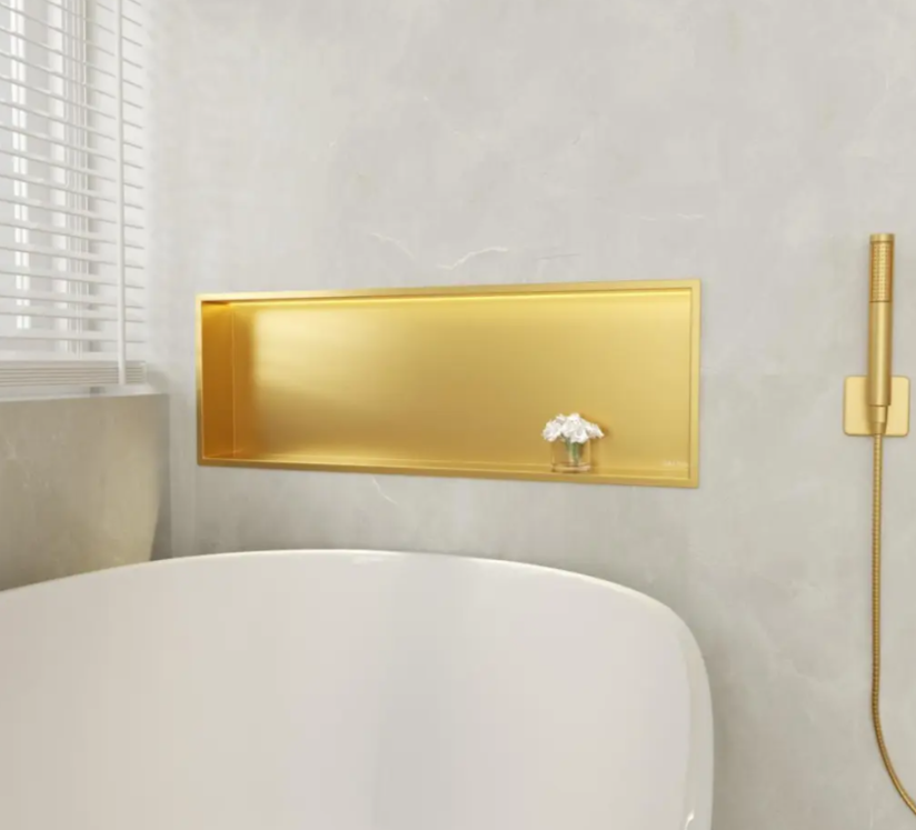 Įleidžiama sieninė lentyna Balneo Wall Box LED aukso sp., 30x90x10 cm, B0101030109-3