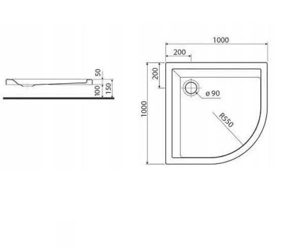 Pusapvalis dušo padėklas Kolo Pacyfik 100 cm Pusapvalis dušo padėklas Kolo Pacyfik 100 cm