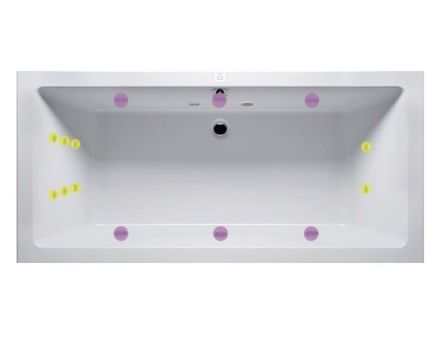 Masažinė akrilinė vonia Riho Aryl Flow 6+6+2 153,5x100,5 cm, kairė