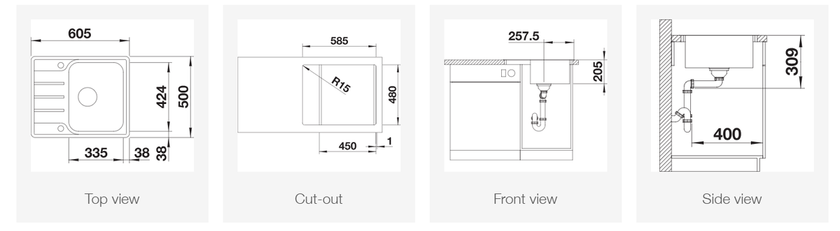 Plieninė plautuvė BLANCO LEMIS 45S-IF Mini 2B M.AF