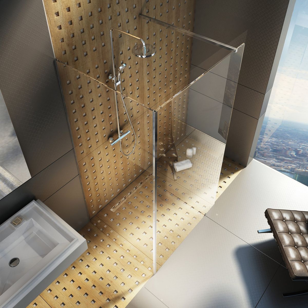 Dušo kabina Ravak Walk-In Corner 120x80, blizgi+stiklas Transparent GW1CG4C00Z1