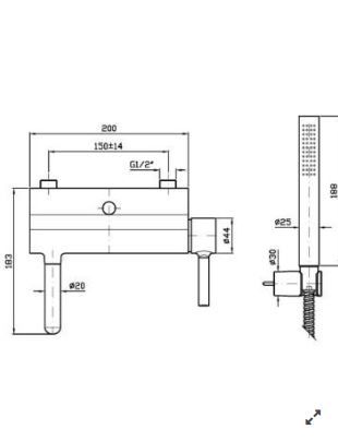 Maišytuvas voniai Zucchetti PAN chromo su rankiniu dušeliu - lazdele, ZP6181