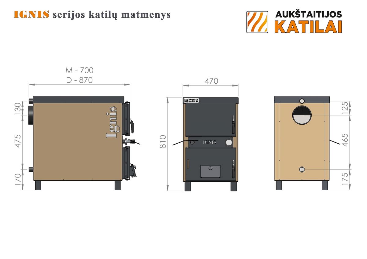 Kieto kuro katilas-viryklė, AKT Ignis D, 15 kW