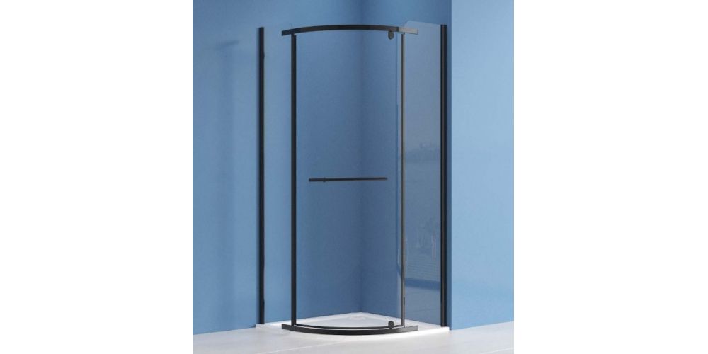 Pusapvalė dušo kabina Roth Albis 80x80 cm su juodais profiliais Pusapvalė dušo kabina Roth Albis 80x80 cm su juodais profiliais
