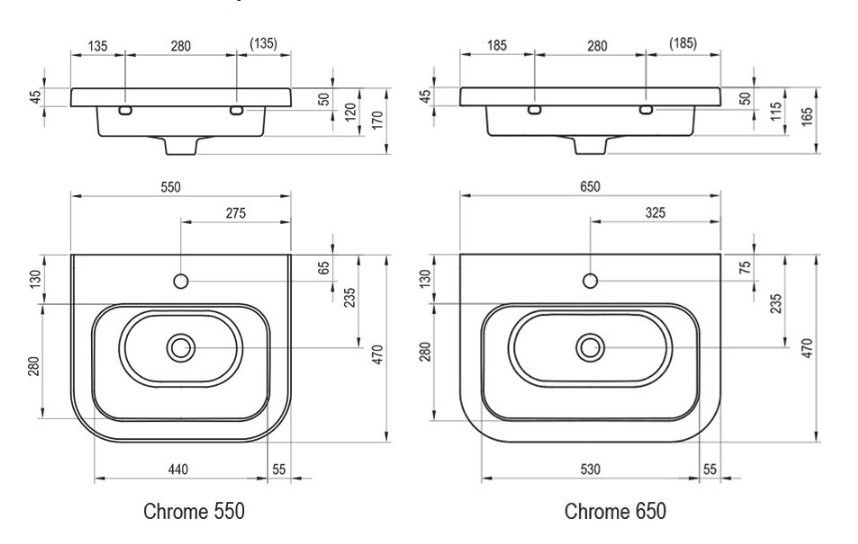 Praustuvas CHROME 650, keraminis, baltas XJG01165000 Praustuvas CHROME 650, keraminis, baltas XJG01165000