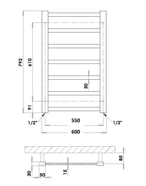 Rankšluosčių džiovintuvas PMH Galeon G2A 60x79,2 cm, antracitas