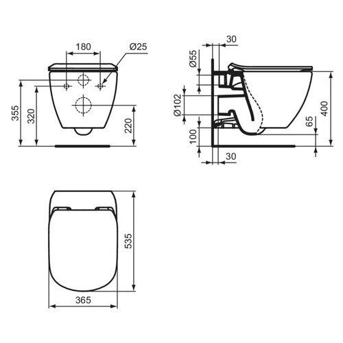 Pakabinamas klozetas Ideal Standard Idealmood Aquablade su softclose dangčiu