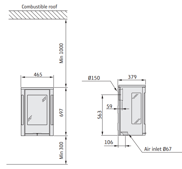 Krosnelė Contura C856GW:3 STYLE, juoda, montuojama ant sienos (998855, 203150)