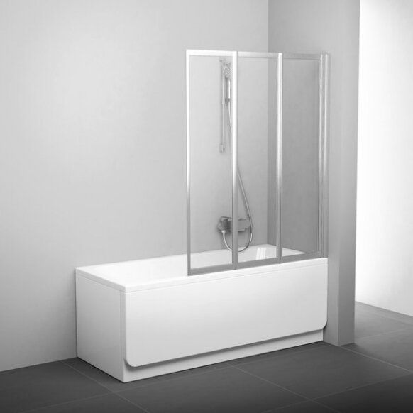Vonios sienelė Ravak VS3 100 satin + stiklas Transparent, 795P0U00Z1