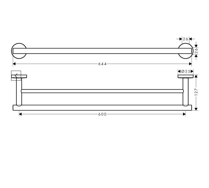 Rankšluosčių laikiklis Hansgrohe Logis Universal 60 cm, chromas 41712000
