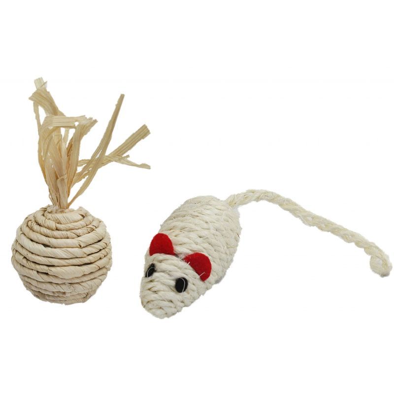PET NOVA SISAL pelė ir kamuoliukas žaislai katėms 3vnt, CAT-SISALSET-7