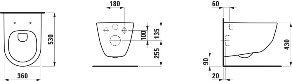 Komplektas: rėmas TECEbase su balta plokštele ir unitazas Laufen Pro Rimless su Soft Close dangčiu